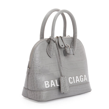 Balenciaga Grey Croc Embossed Ville S Top Handle Bag