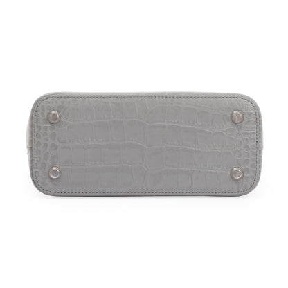 Balenciaga Grey Croc Embossed Ville S Top Handle Bag