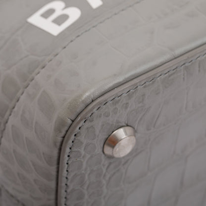 Balenciaga Grey Croc Embossed Ville S Top Handle Bag