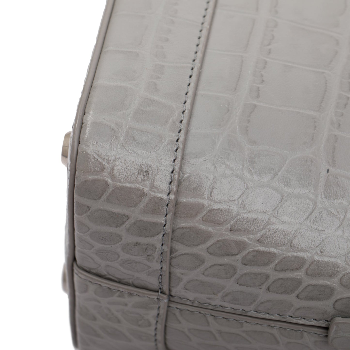 Balenciaga Grey Croc Embossed Ville S Top Handle Bag