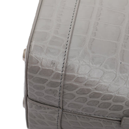 Balenciaga Grey Croc Embossed Ville S Top Handle Bag