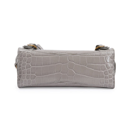 Balenciaga Grey Crocodile Embossed Calfskin Leather MIni Neo Classic Top Handle Bag