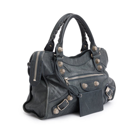 Balenciaga Grey Distressed Arena Leather Giant 21 City Bag