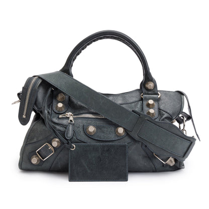 Balenciaga Grey Distressed Arena Leather Giant 21 City Bag
