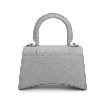 Balenciaga Grey Glitter Fabric XS Hourglass Top Handle Bag