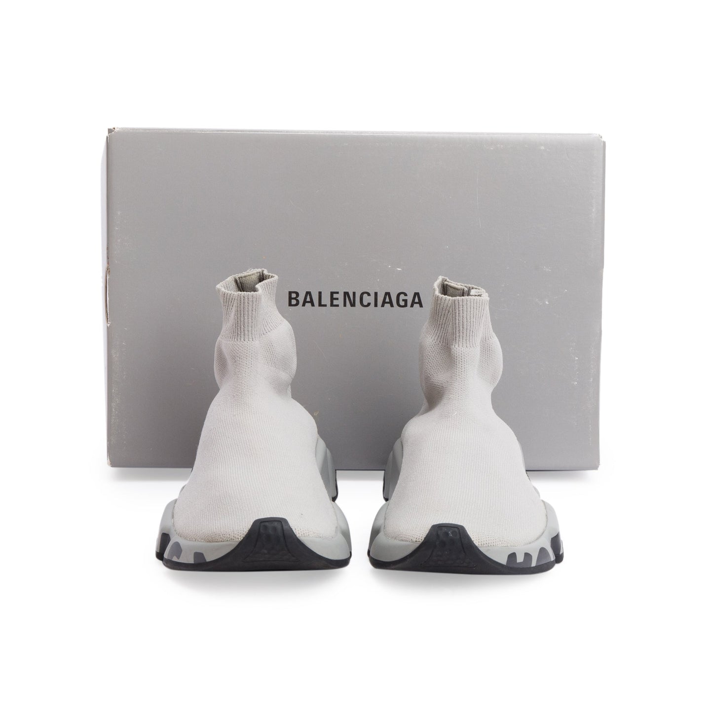 Balenciaga Grey Knit Graffiti Sole Speed Trainer Sock Sneaker, Size 39