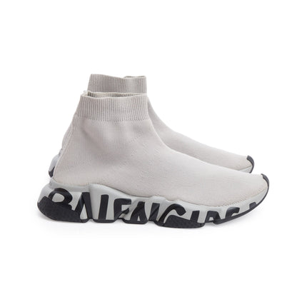 Balenciaga Grey Knit Graffiti Sole Speed Trainer Sock Sneaker, Size 39