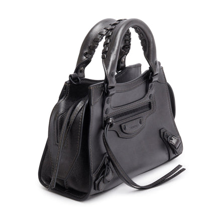 Balenciaga Grey Metallic Calfskin Leather MIni Neo Classic Top Handle Bag