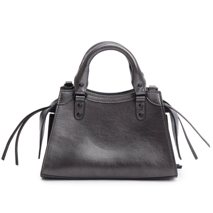 Balenciaga Grey Metallic Calfskin Leather MIni Neo Classic Top Handle Bag