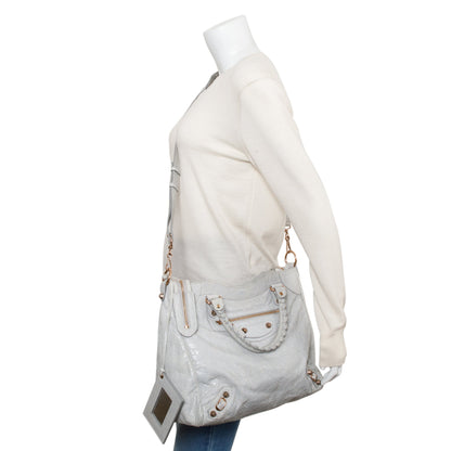 Balenciaga Grey Motocross Agneau Leather Giant 12 City Bag