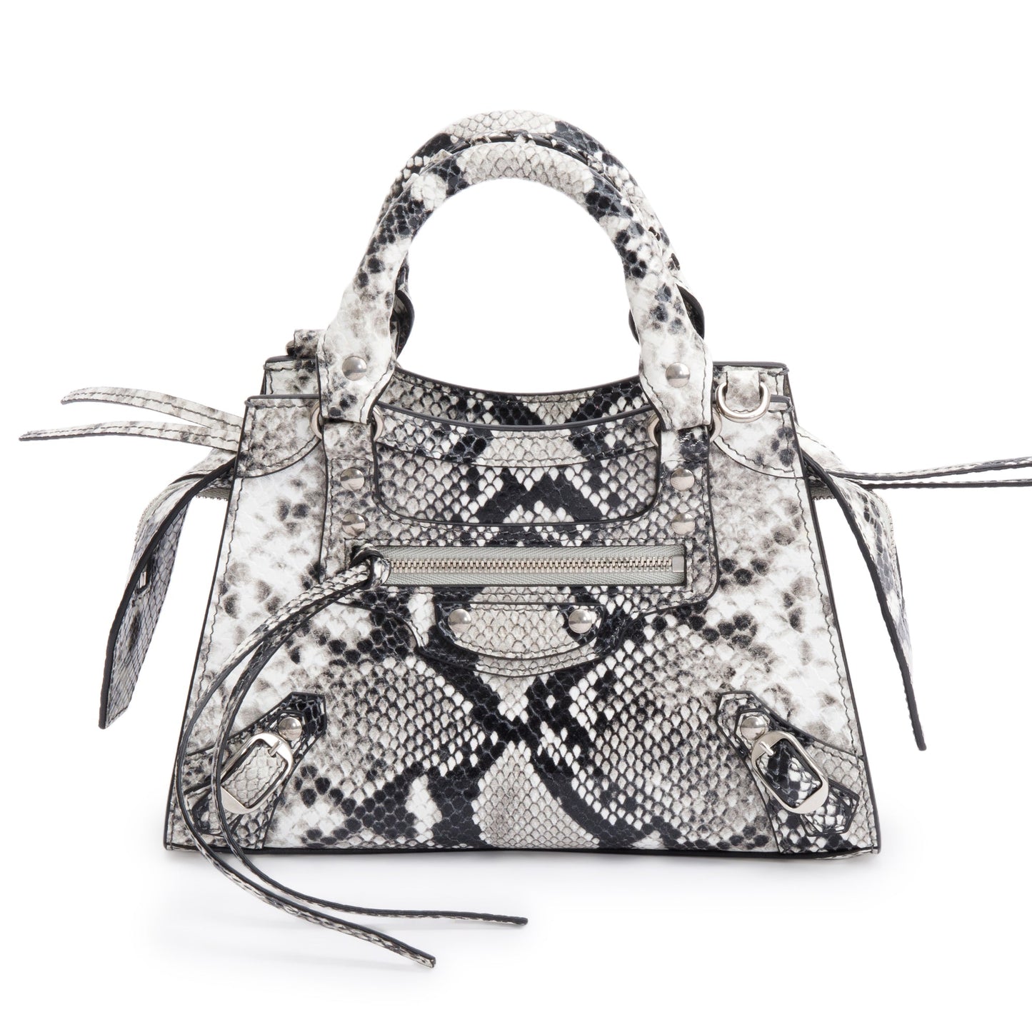 Balenciaga Grey Python Embossed Neo Classic Mini City Bag