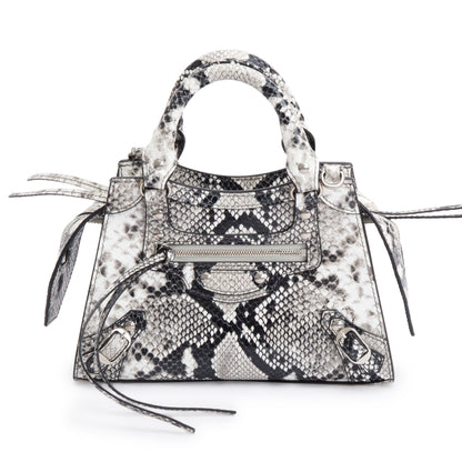 Balenciaga Grey Python Embossed Neo Classic Mini City Bag