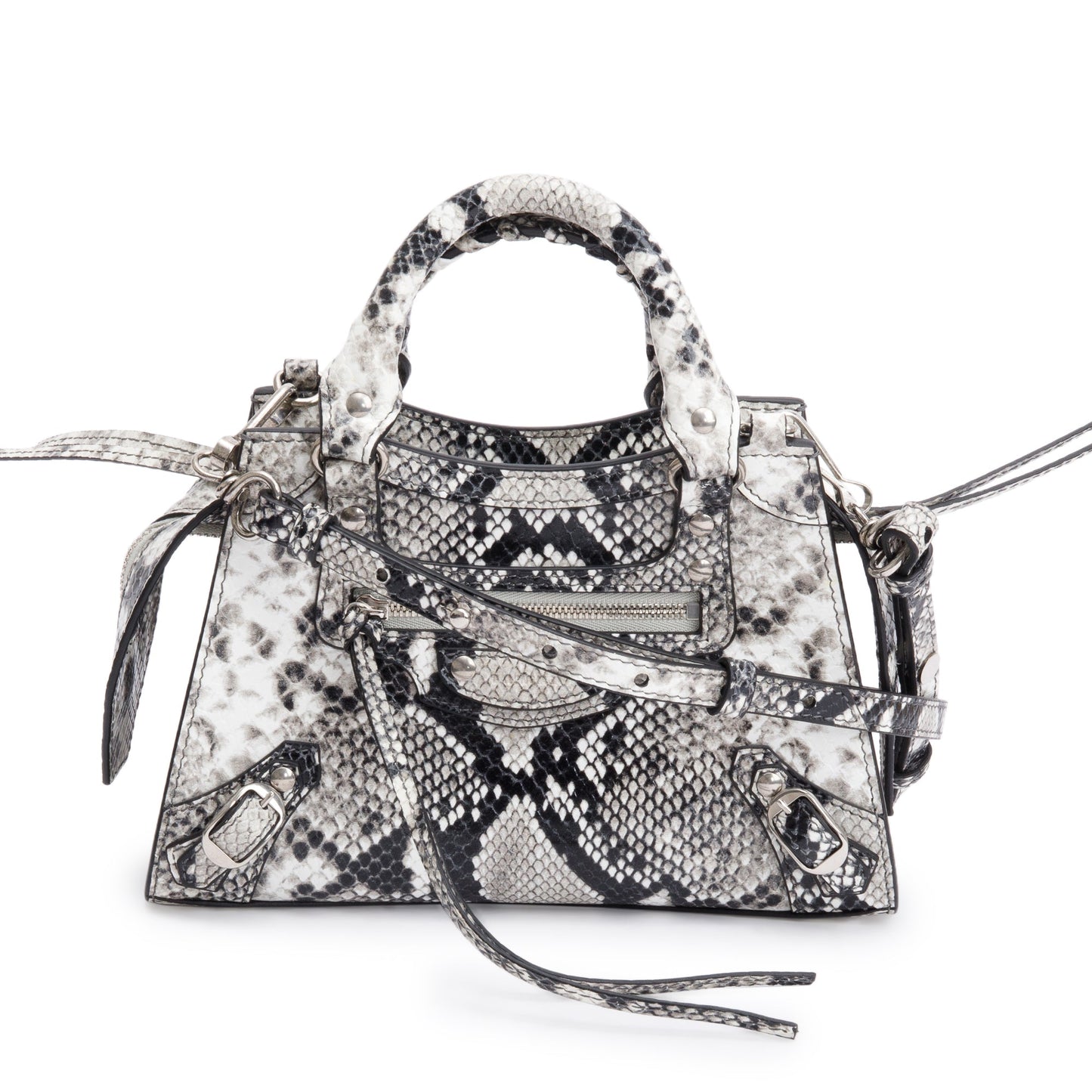 Balenciaga Grey Python Embossed Neo Classic Mini City Bag