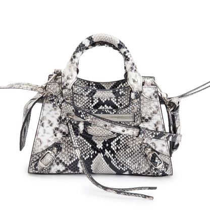 Balenciaga Grey Python Embossed Neo Classic Mini City Bag