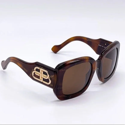 BALENCIAGA HAVANA RECTANGLE SUNGLASSES BB0069S