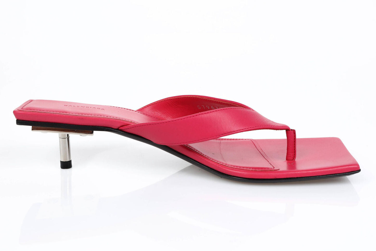 BALENCIAGA SQUARE TOE LEATHER THONG SANDAL