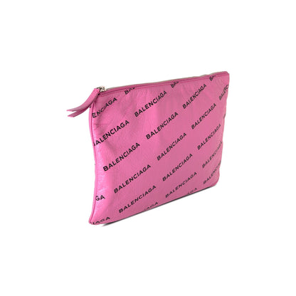 Balenciaga Logo Leather Bazar Pouch