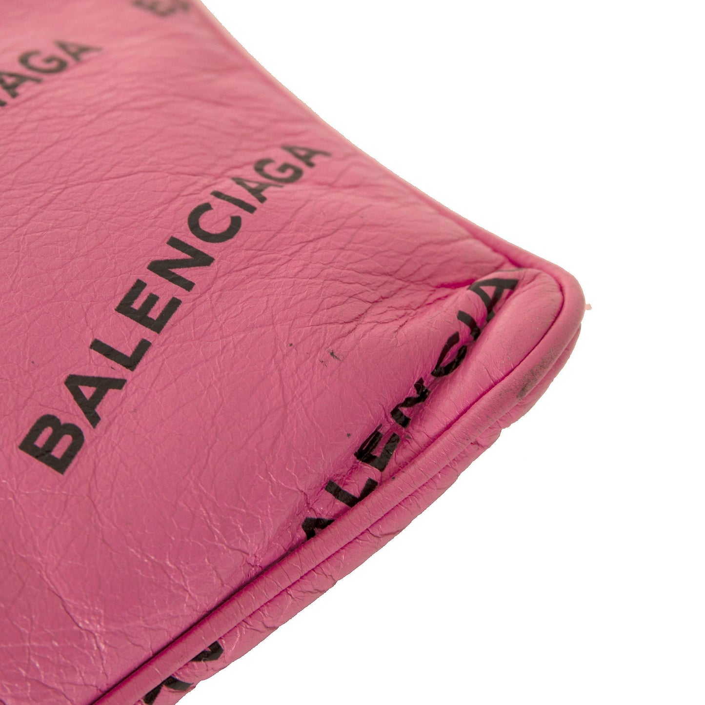 Balenciaga Logo Leather Bazar Pouch
