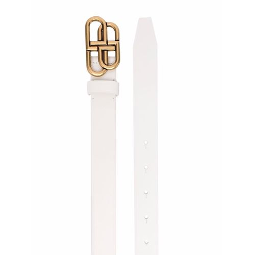 BALENCIAGA LOGO-PLAQUE LEATHER BELT - WHITE