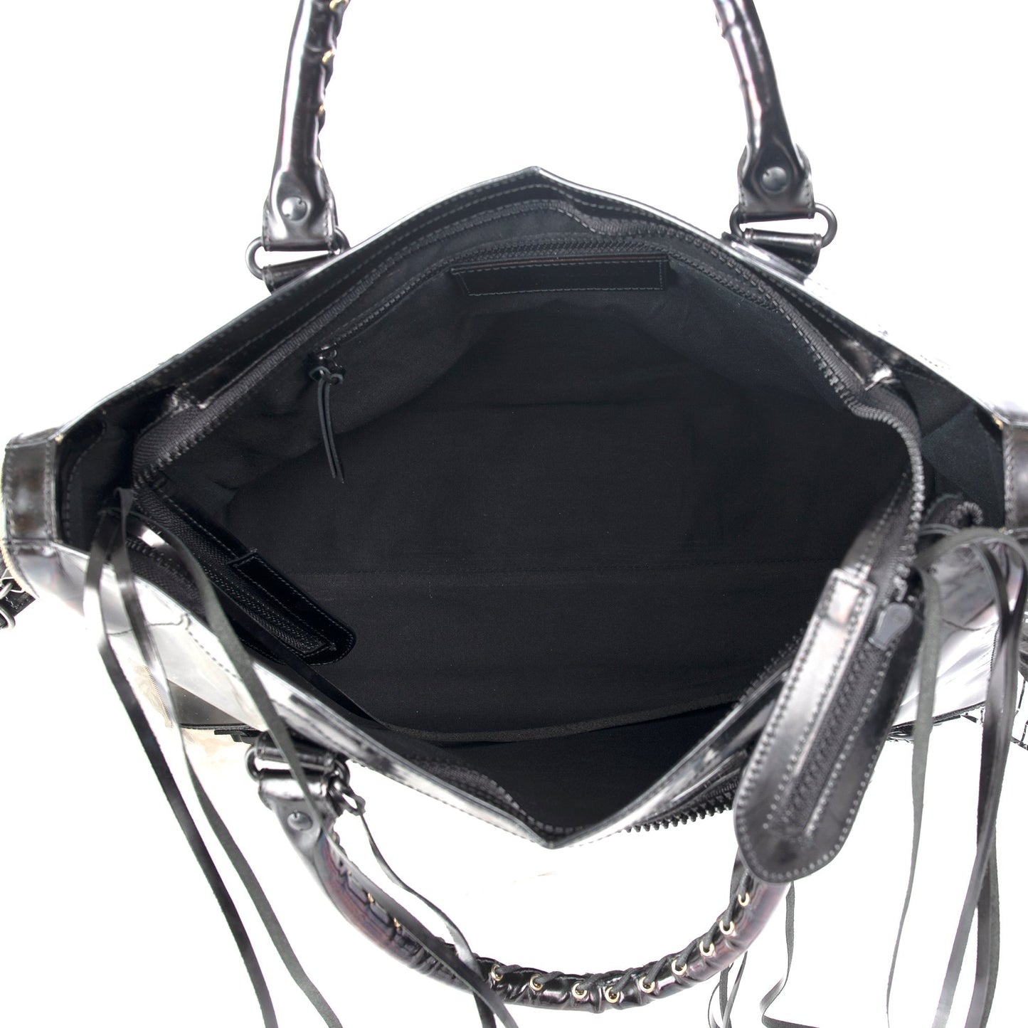 Balenciaga Motocross Black Glazed Calfskin Leather Gold City Bag