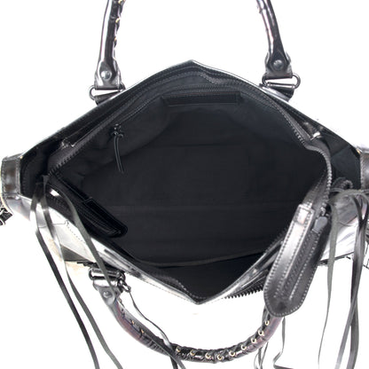 Balenciaga Motocross Black Glazed Calfskin Leather Gold City Bag