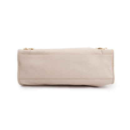 Balenciaga Neutral Chevre Leather Metallic Edge City Bag