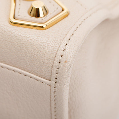 Balenciaga Neutral Chevre Leather Metallic Edge City Bag