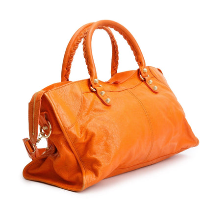 Balenciaga Orange Agneau Leather Giant 12 City Bag