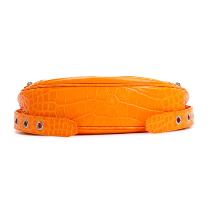 Balenciaga Orange Calfskin Crocodile Embossed Le Cagole XS Shoulder Bag