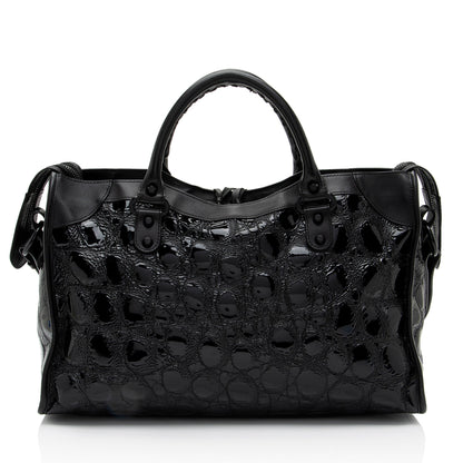 Luxury Balenciaga Trending 2025 Patent Embossed Leather Classic City Satchel (SHF-RmwiHx)