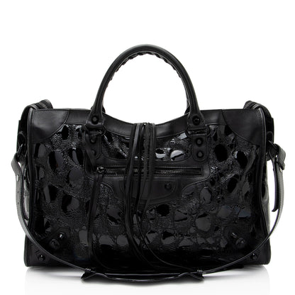 Luxury Balenciaga Trending 2025 Patent Embossed Leather Classic City Satchel (SHF-RmwiHx)