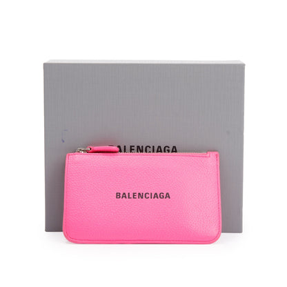 Balenciaga Pink Calfskin Leather Large Long Coin and Card Holder