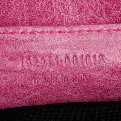 Balenciaga Pink Distressed Arena Leather Motocross Giant 21 Slim Hobo Bag