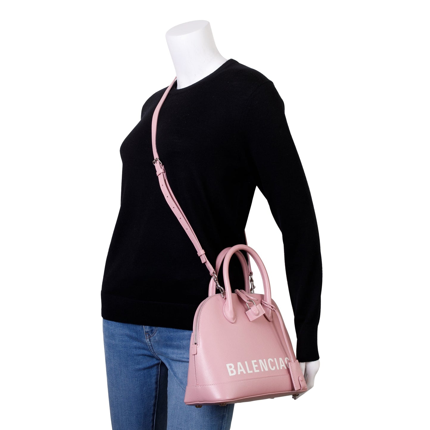 Balenciaga Pink Grained Calfskin Leather Ville S Top Handle Bag