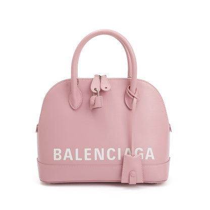 Balenciaga Pink Grained Calfskin Leather Ville S Top Handle Bag