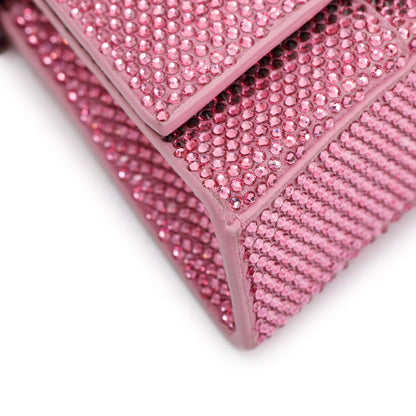Balenciaga Pink Rhinestone Hourglass Wallet on Chain