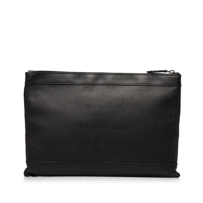Luxury Balenciaga Trending 2025 Punch Logo Navy Clip Clutch (SHG-8N4brT)
