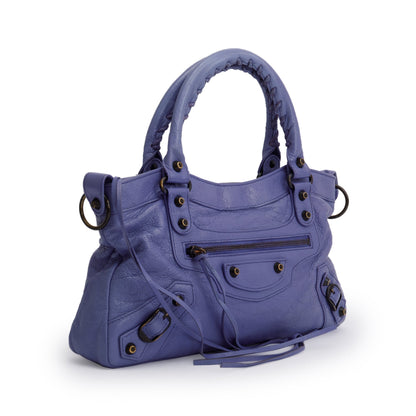 Balenciaga Purple Arena Leather Motocross Classic First Bag