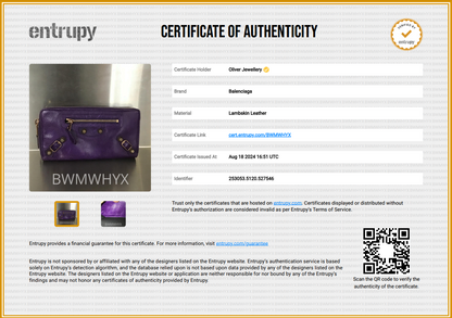 Balenciaga Purple Leather Continental Wallet
