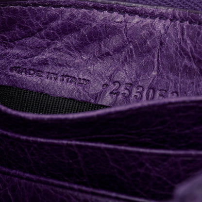 Balenciaga Purple Leather Continental Wallet