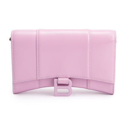 Balenciaga Purple Smooth Leather Hourglass Wallet on Chain