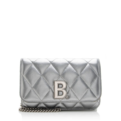 Luxury Balenciaga Trending 2025 Quilted Metallic Leather B Dot Shoulder Bag (SHF-16927)