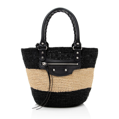 Luxury Balenciaga Trending 2025 Raffia Striped Panier XS Tote (SHF-22896)