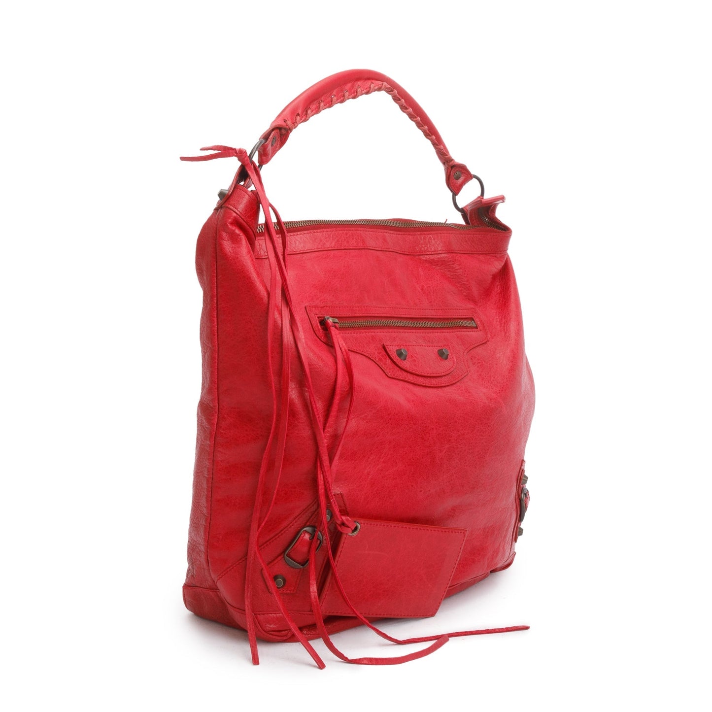 Balenciaga Red Agneau Leather Classic Day Hobo Bag