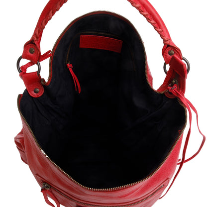Balenciaga Red Agneau Leather Classic Day Hobo Bag