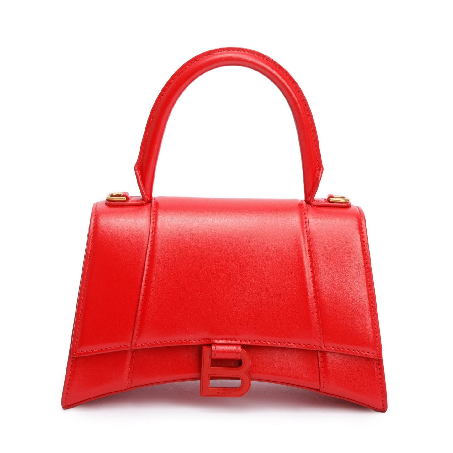 Balenciaga Red Smooth Leather Small Hourglass Top Handle Bag