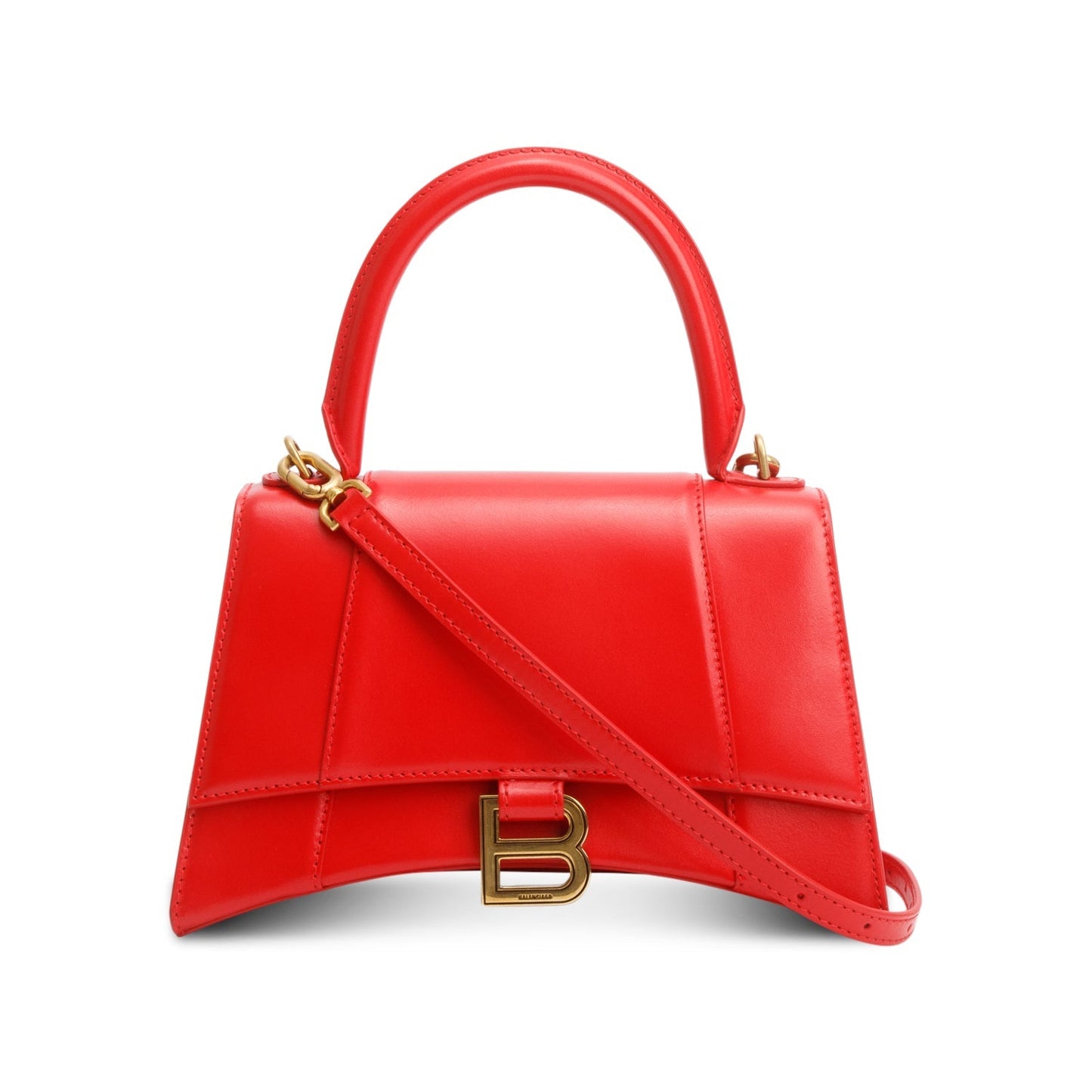 Balenciaga Red Smooth Leather Small Hourglass Top Handle Bag