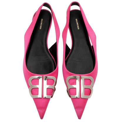 Luxury Balenciaga Trending 2025 Satin BB Knife Slingback Flats - Size 6 / 36 (SHF-pCDQ06)