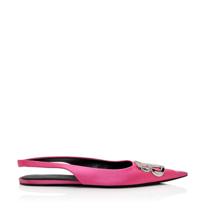 Luxury Balenciaga Trending 2025 Satin BB Knife Slingback Flats - Size 6 / 36 (SHF-pCDQ06)