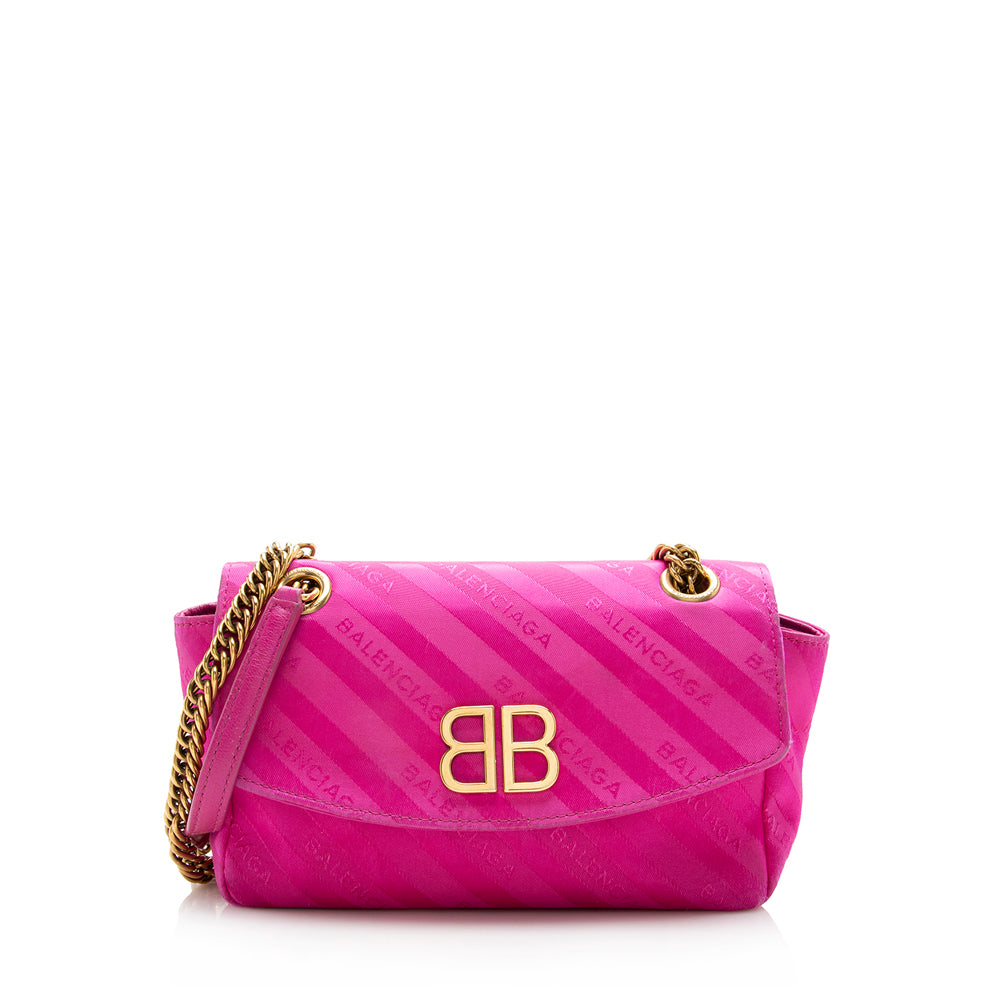 Luxury Balenciaga Trending 2025 Satin Jacquard BB S Round Shoulder Bag - FINAL SALE (SHF-17069)